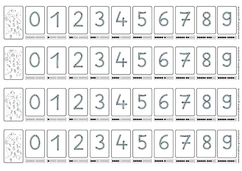 Zahlenstreifen für den Tisch mit den neuen Zahlen